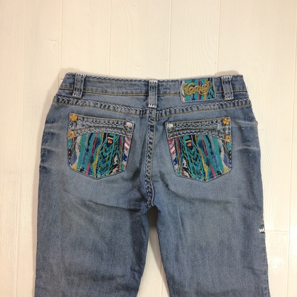 ❤️COOGI Crop Ankle RollUp Jeans Embroidered 7/8 - Picture 5 of 8